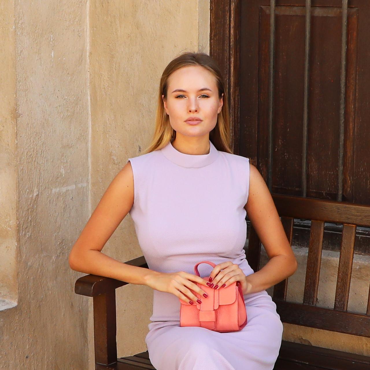 Turtleneck Jacquared knit dress